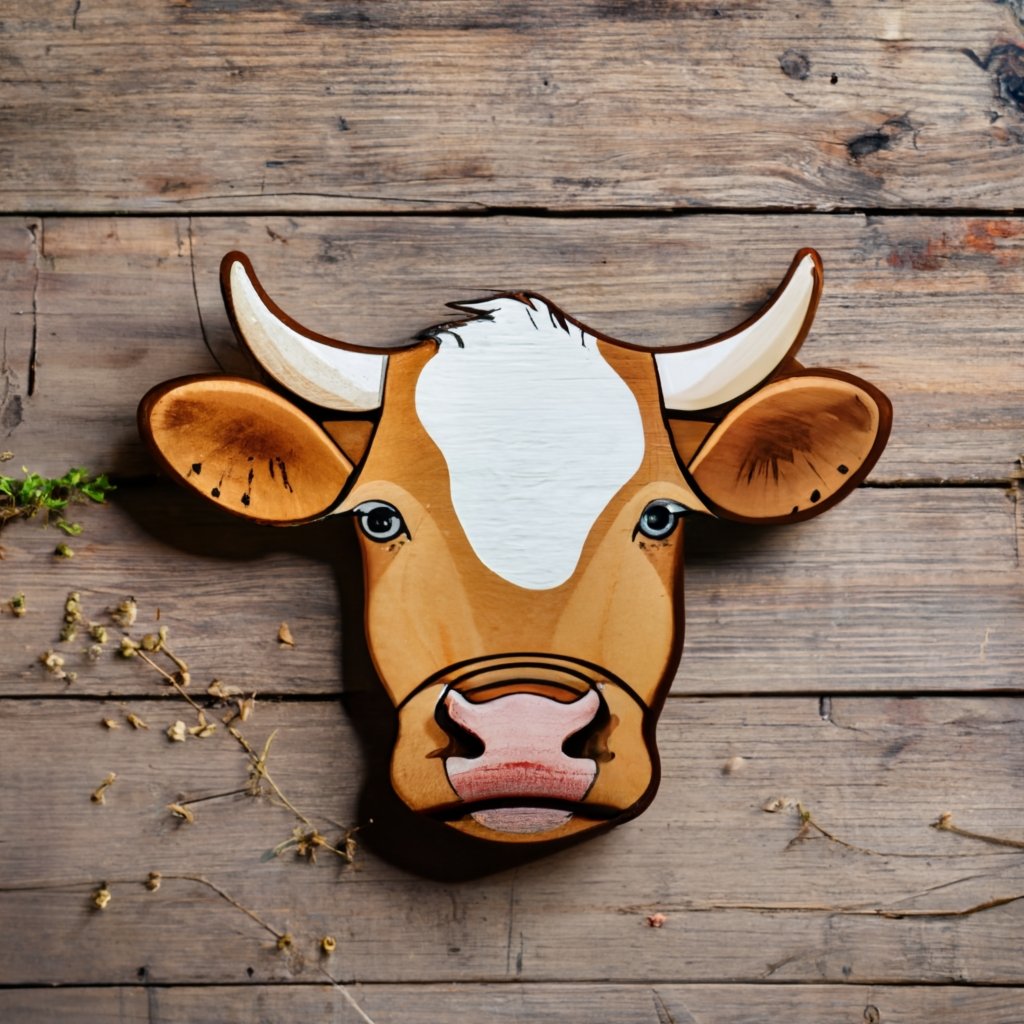 Wood Cow Head Cutout